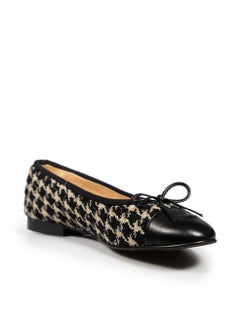 Chanel Black Houndstooth Ballet Flats Size IT 37.5