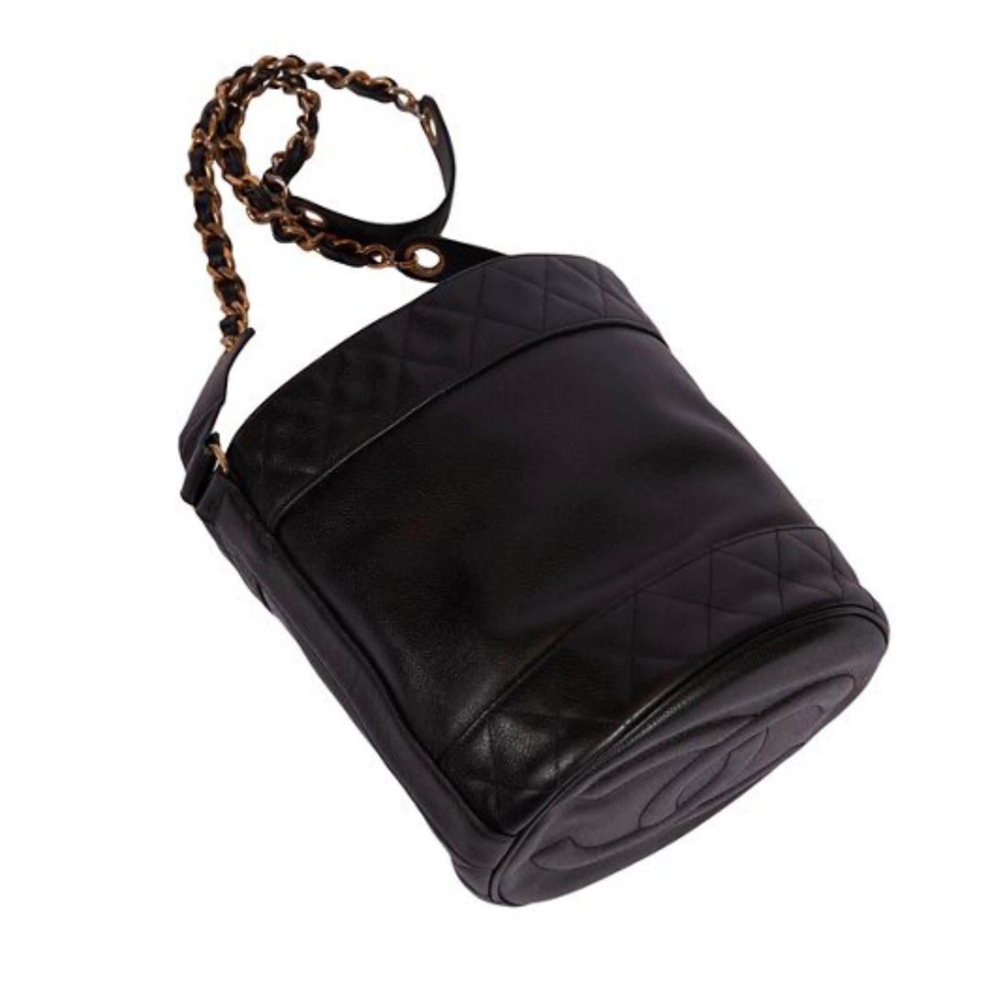 Chanel Black Iconic Bucket Vintage Rare Collectors Shoulder Bag For Sale 1