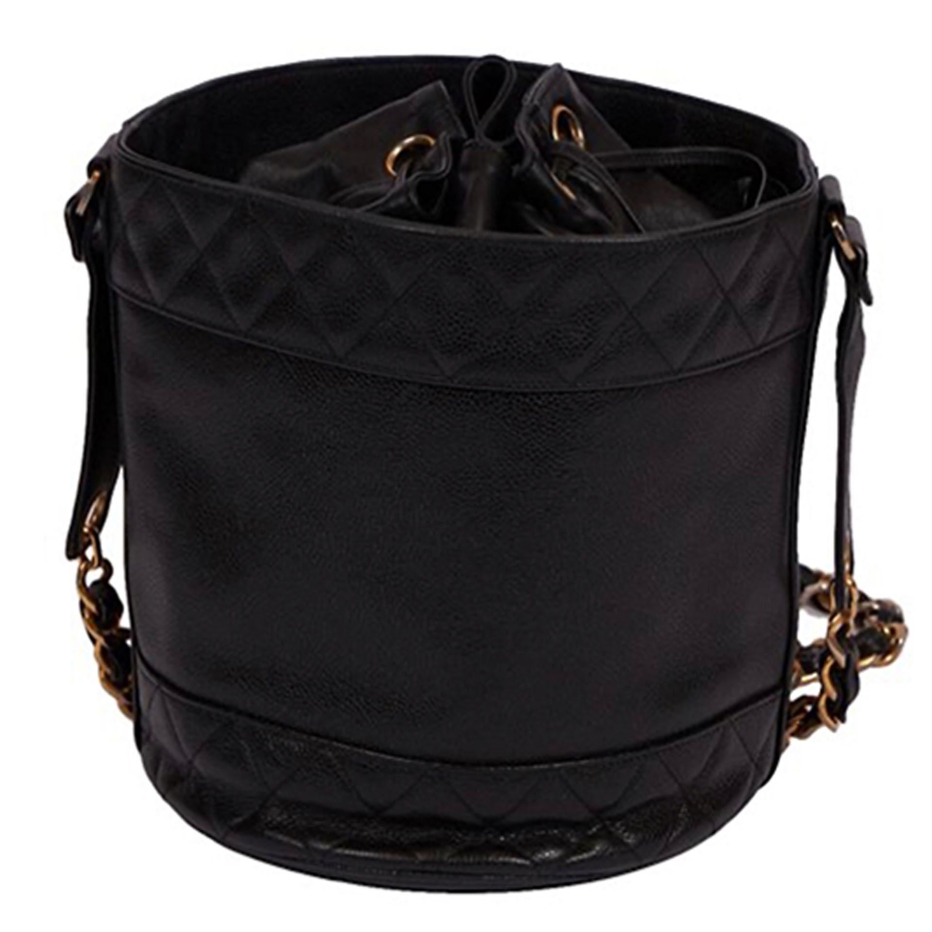 Chanel Black Iconic Bucket Vintage Rare Collectors Shoulder Bag For Sale 4