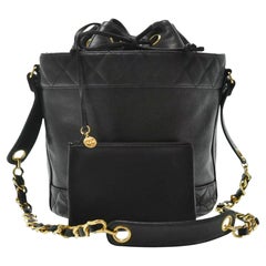 Chanel Schwarz Iconic Bucket Vintage Seltene Sammler Umhängetasche