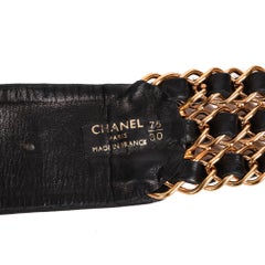Chanel SCHWARZ INTERLACED LAMBSKIN & GOLD VINTAGE 3 ROW CHAIN BELT