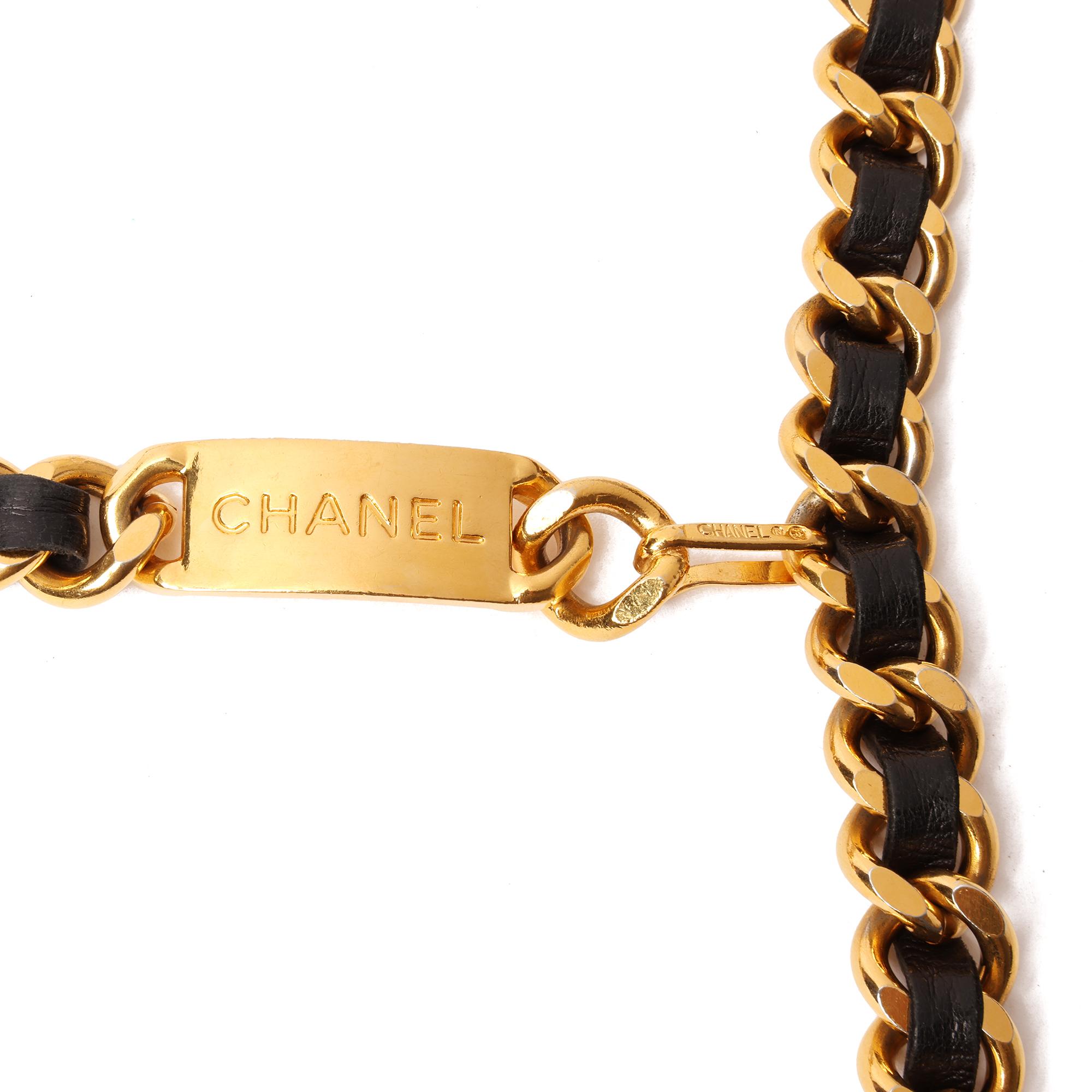 Chanel Black Interlaced Lambskin & Gold Vintage Chunky Coin Chain Belt In Good Condition In Bishop's Stortford, Hertfordshire