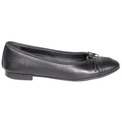 Chanel Black Interlocking CC Cop Toe Ballet Flats Size IT 37