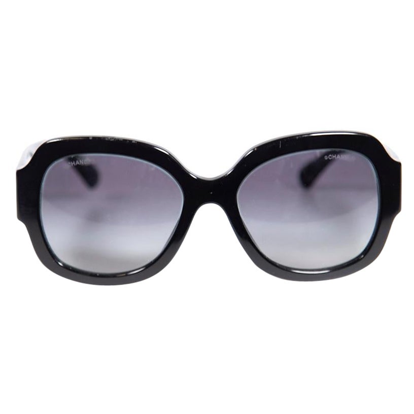 Chanel Black Interlocking CC Oversized Sunglasses