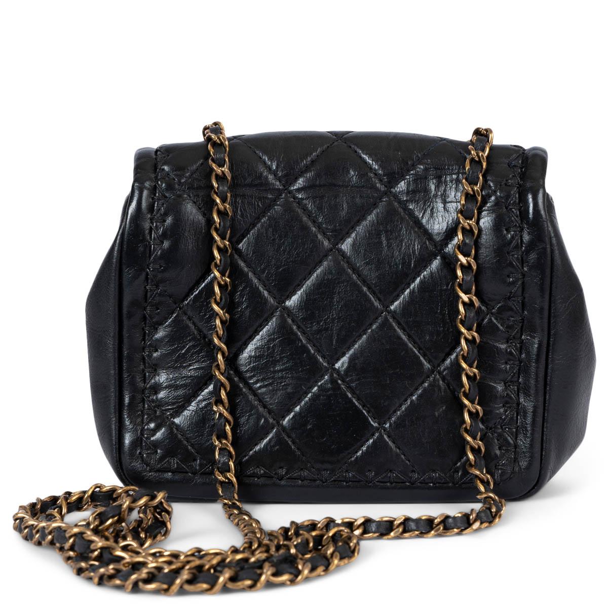 Women's CHANEL black iridescent calf SQUARE MINI Shoulder Bag For Sale