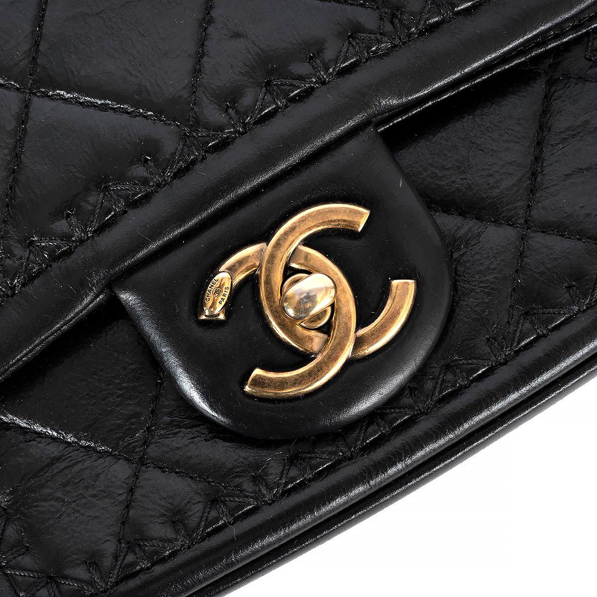 CHANEL black iridescent calf SQUARE MINI Shoulder Bag For Sale 3