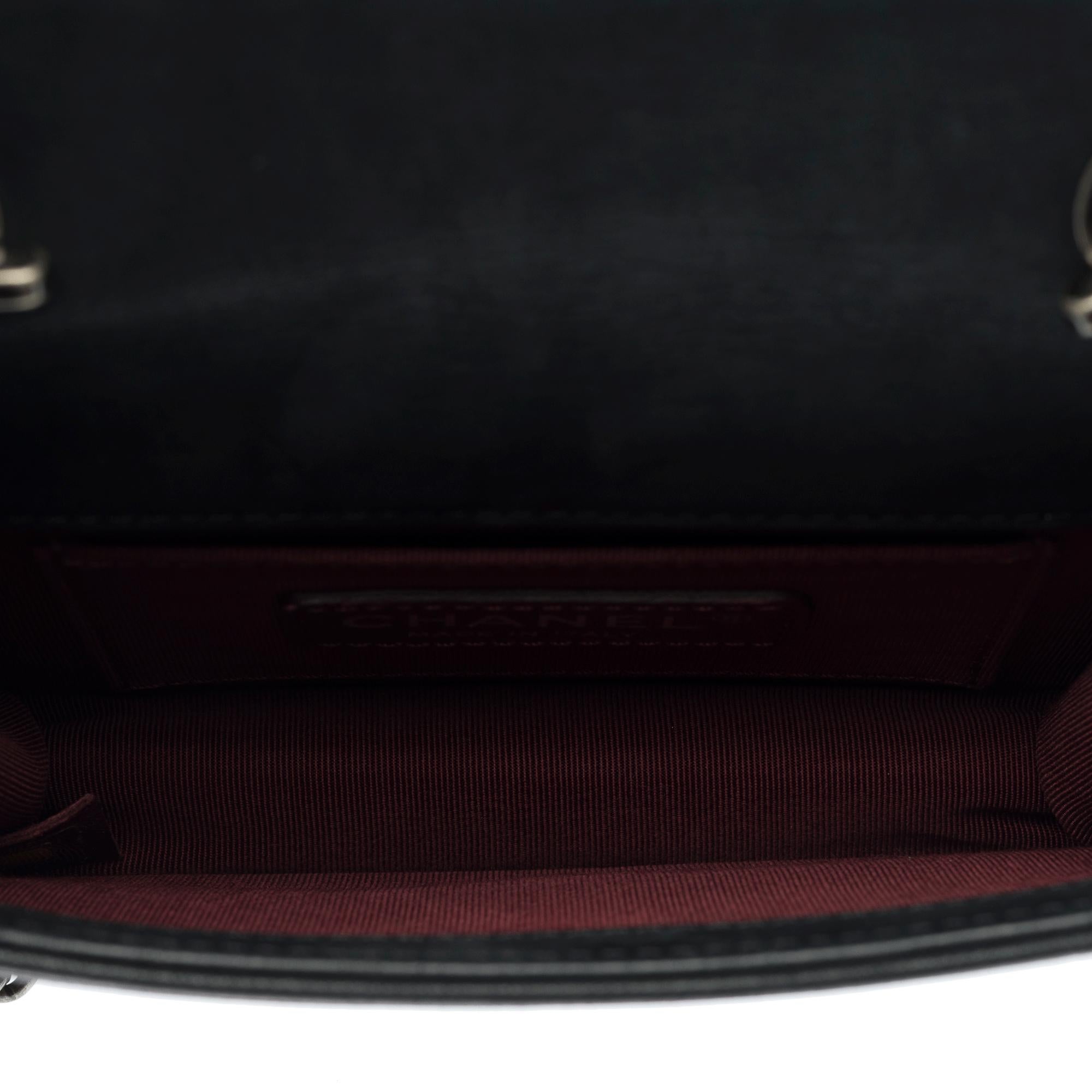 Chanel Black Iridescent Lambskin and Marble Plexiglass Mini Boy Brick Ruthenium For Sale 7