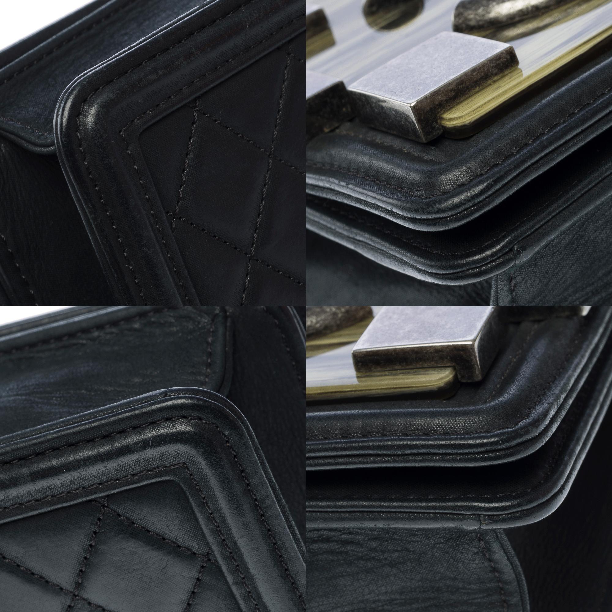 Chanel Black Iridescent Lambskin and Marble Plexiglass Mini Boy Brick Ruthenium For Sale 10