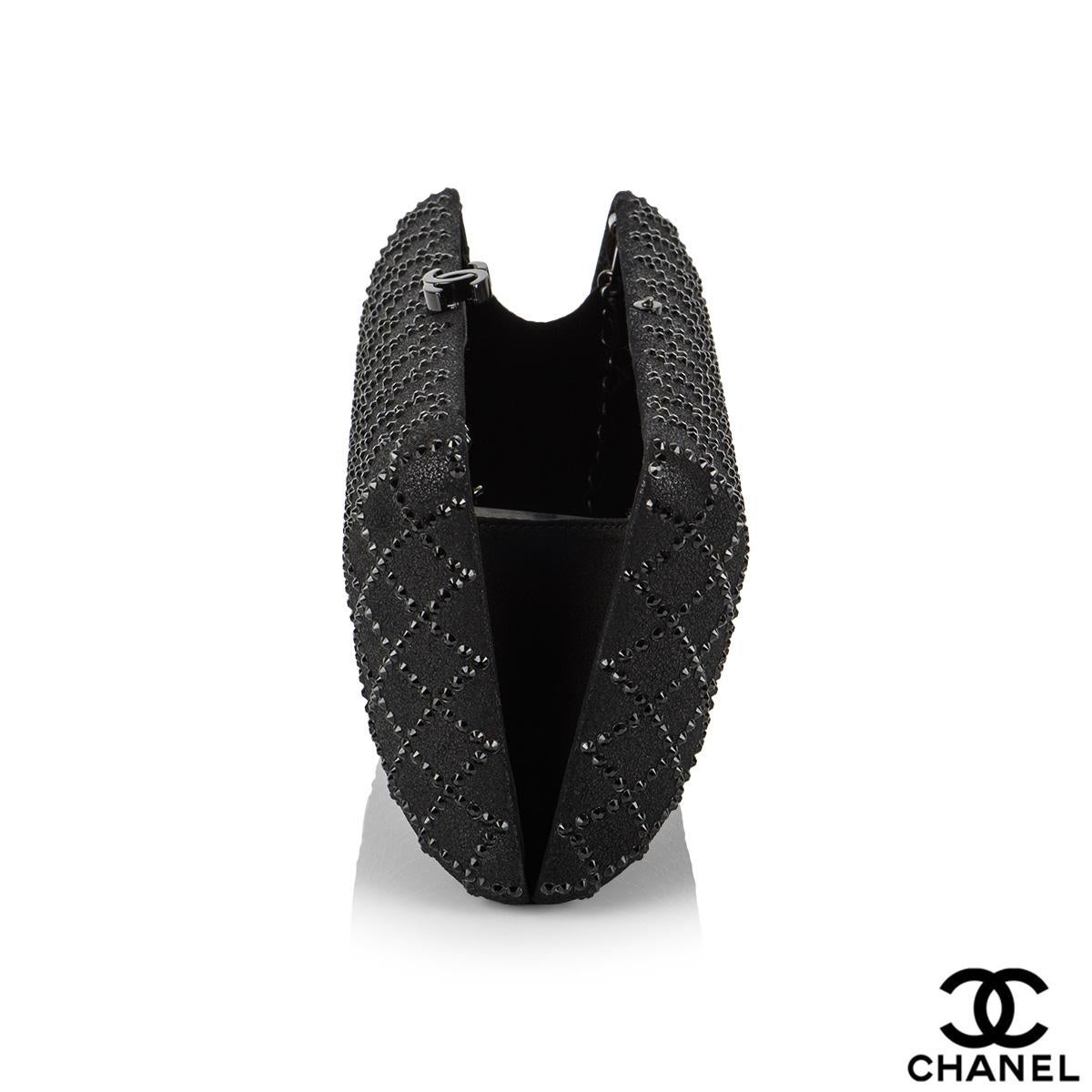 Chanel Black Iridescent Lambskin Crystal Quilted Clutch 1