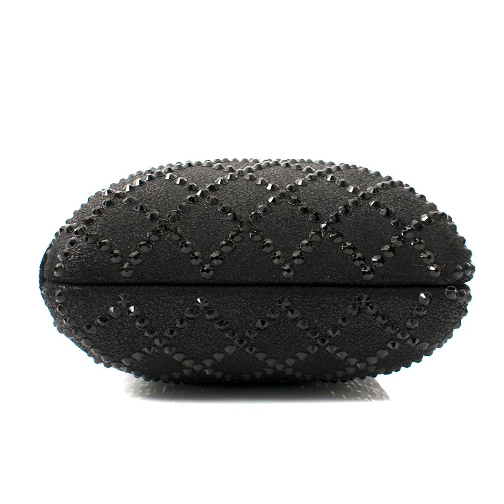 Chanel Black Iridescent Lambskin Crystal Quilted Clutch In New Condition For Sale In London, GB