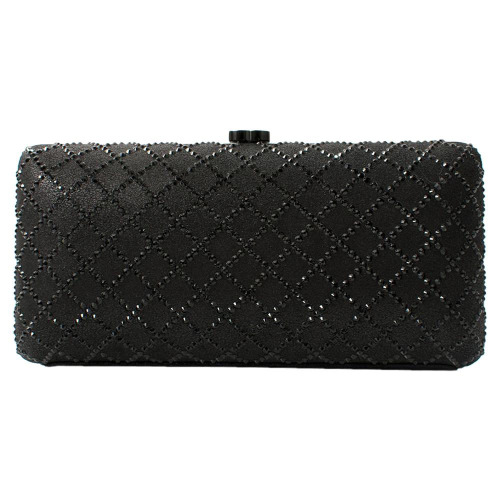 Chanel Black Iridescent Lambskin Crystal Quilted Clutch For Sale