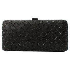 Chanel Black Iridescent Lambskin Crystal Quilted Clutch