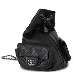 CHANEL black iridescent leather 17K GROUND CONTROL Backpack Bag