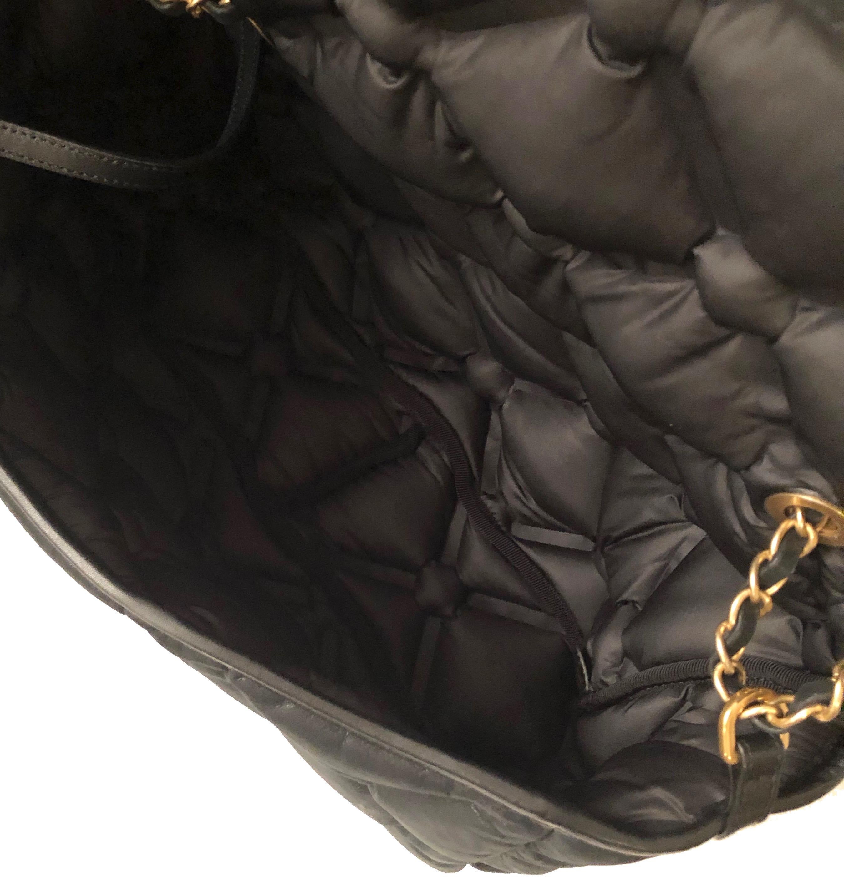 Chanel Black Iridescent Leather Jumbo Chesterfield Bag 1