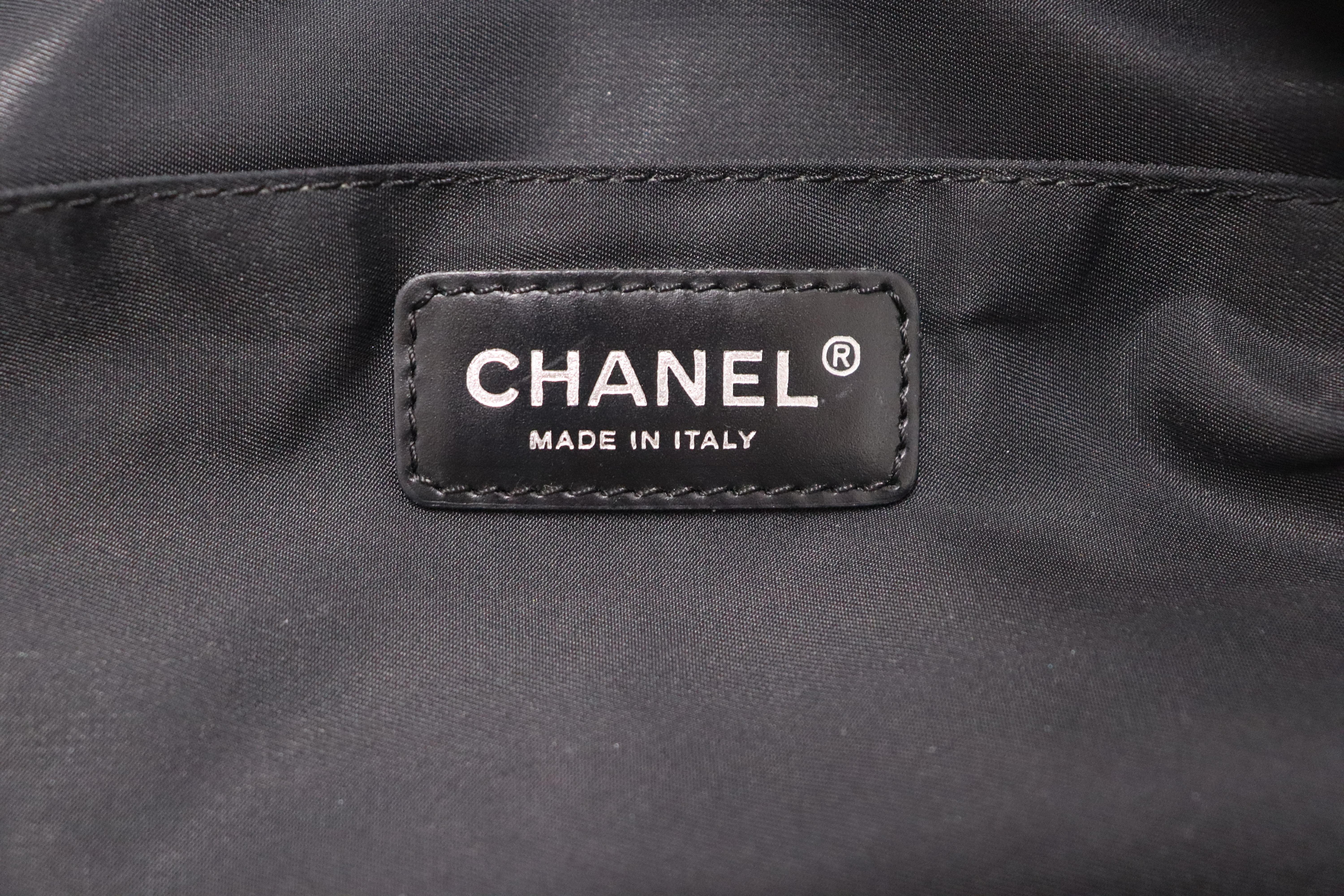 Chanel Black Iridescent Traveline CC Logo Bag 6