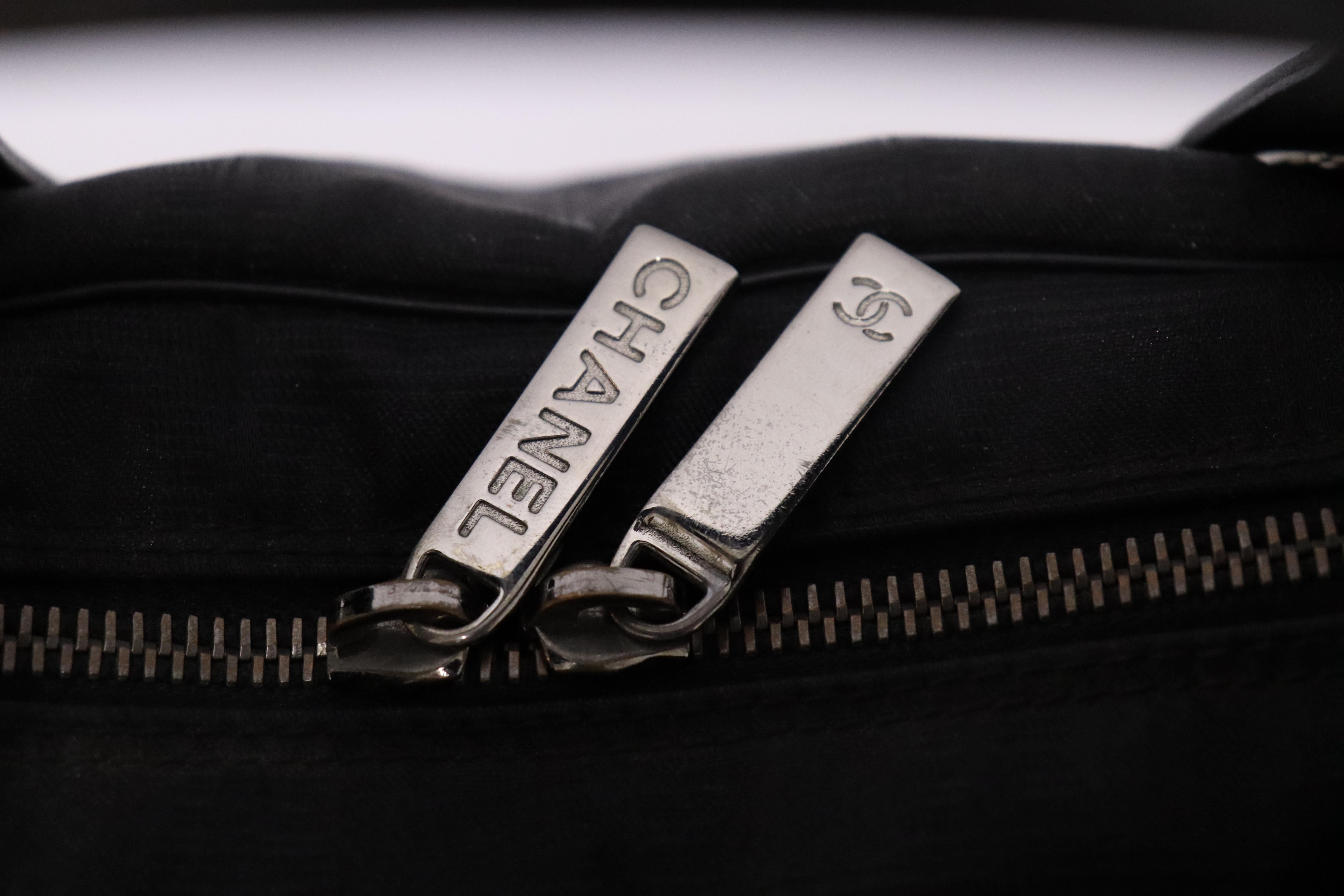 Chanel Black Iridescent Traveline CC Logo Bag 4