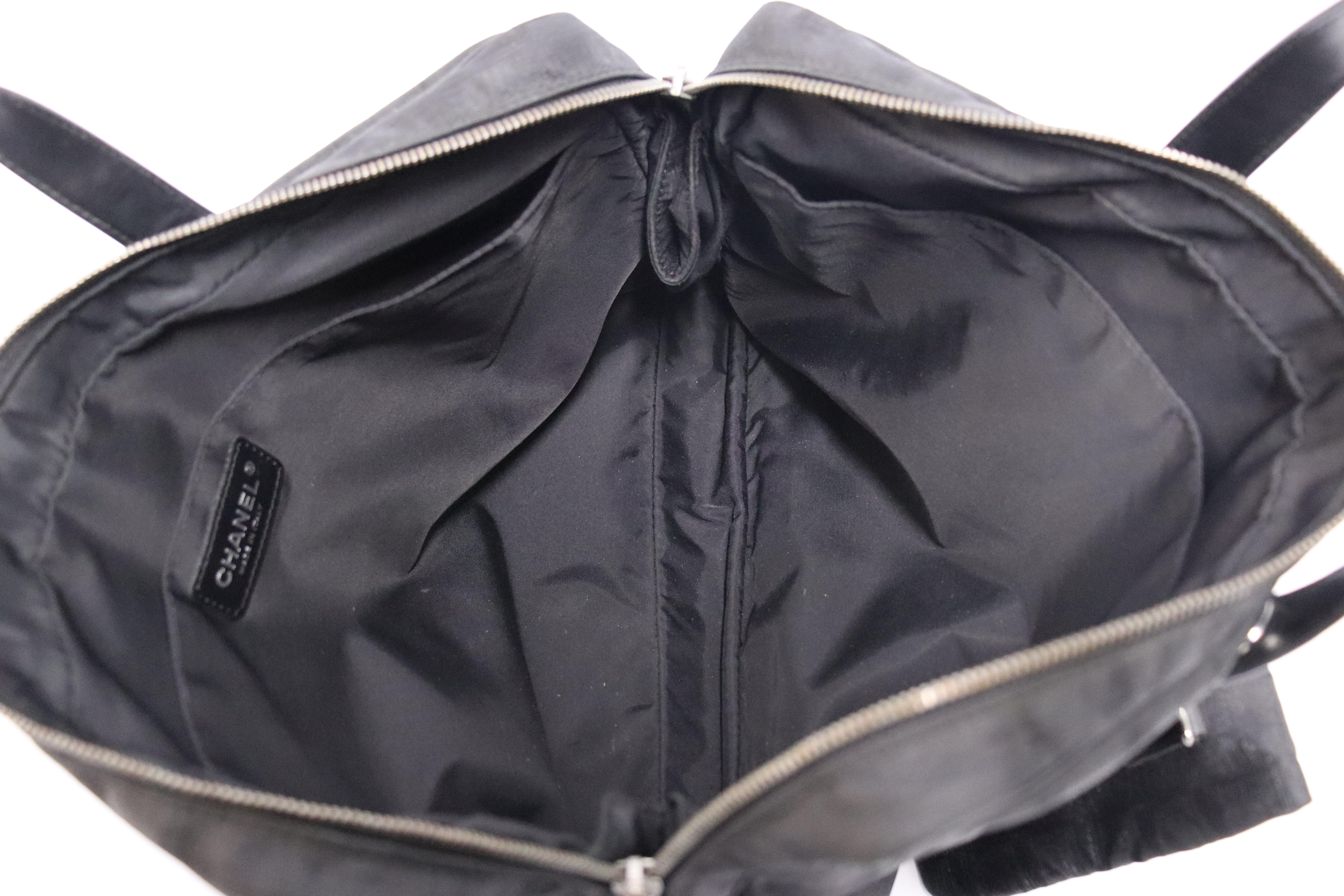 Chanel Black Iridescent Traveline CC Logo Bag 5