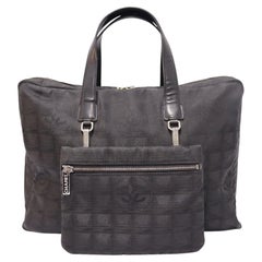 Chanel Black Iridescent Traveline CC Logo Bag