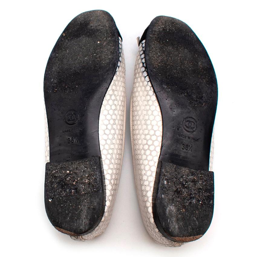 Chanel Black & Ivory Metallic Spotted Ballerina Flats - Size EU 36.5 For Sale 1