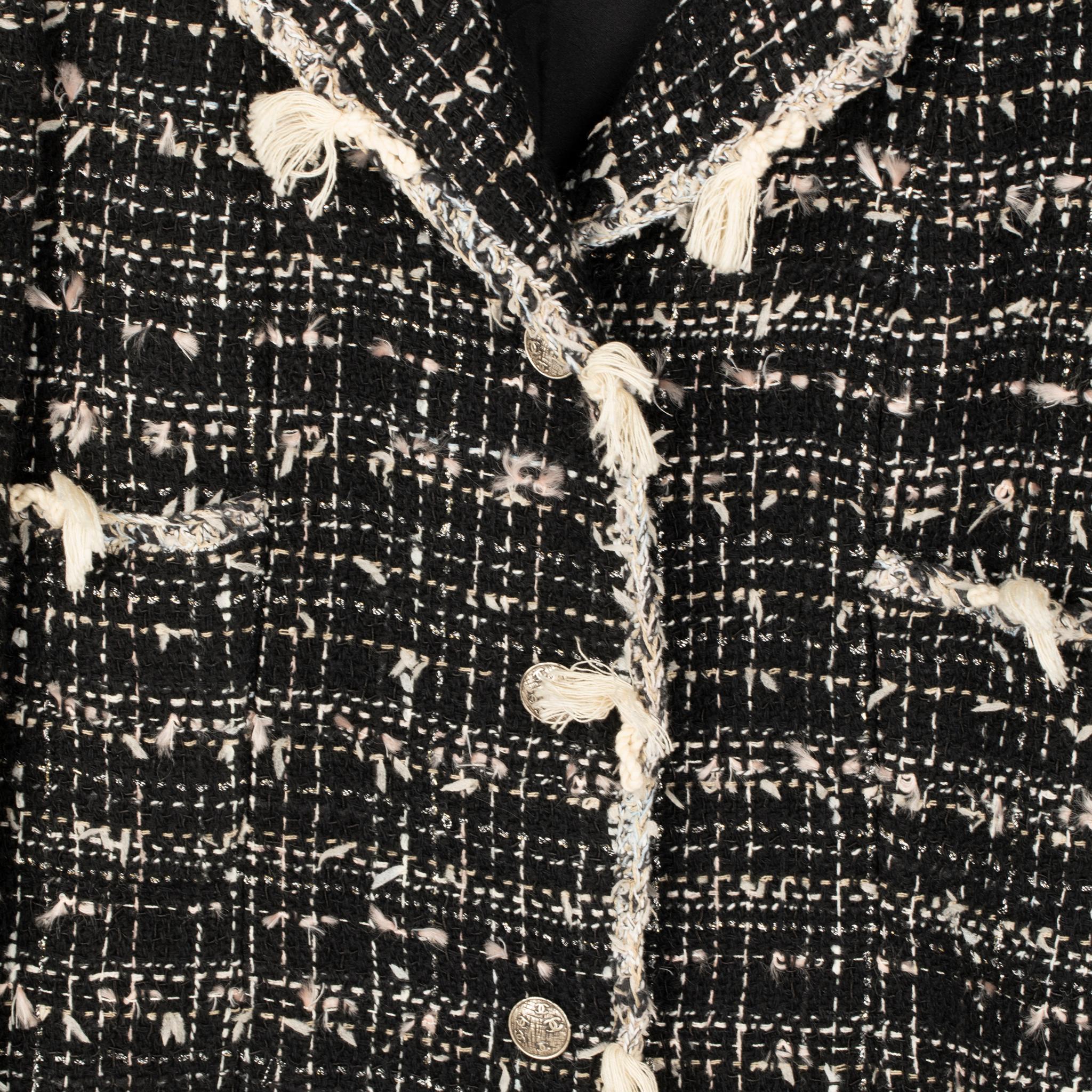 Women's Chanel Black & Ivory Tweed Jacket 38 FR