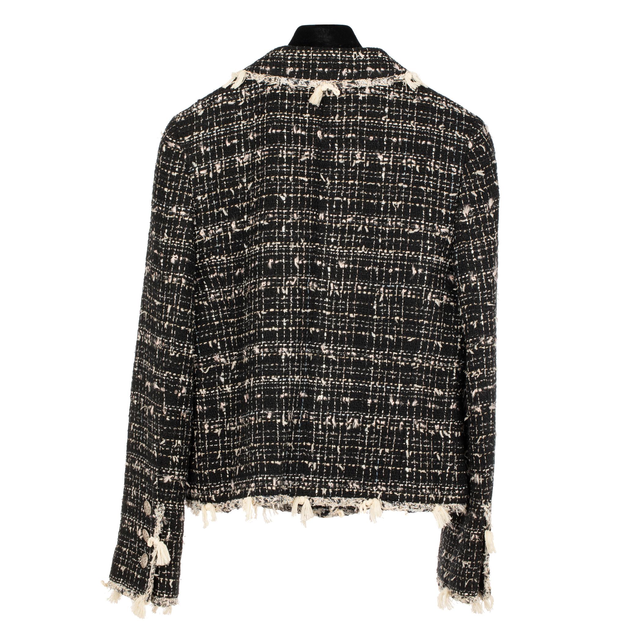 Chanel Black & Ivory Tweed Jacket 38 FR 3