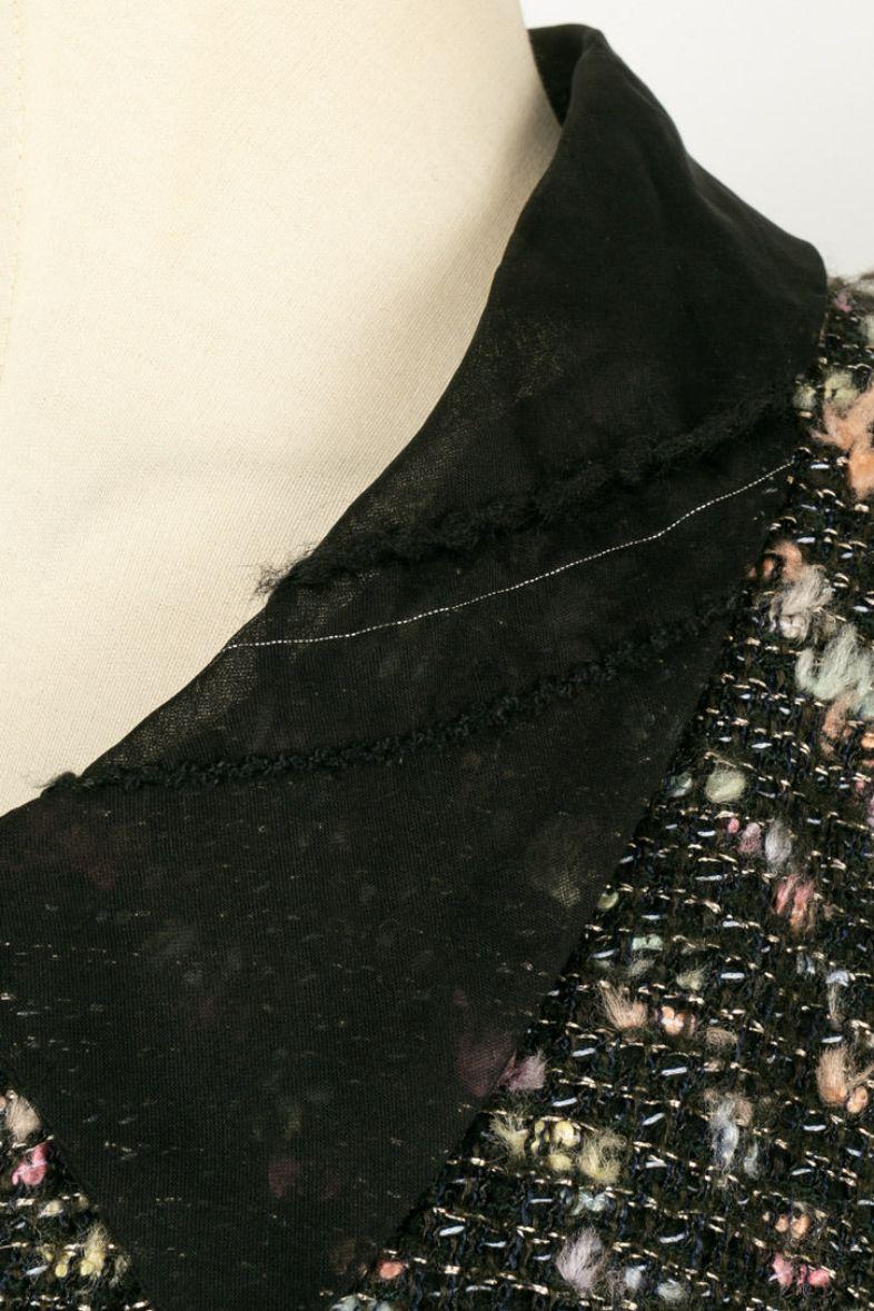 Veste noire Chanel en tweed et soie Pour femmes en vente