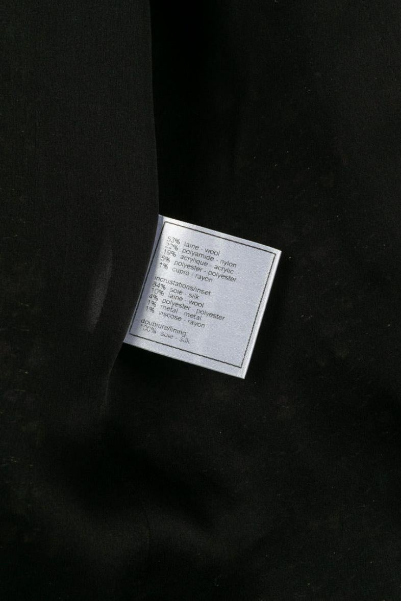 Veste noire Chanel en tweed et soie en vente 4