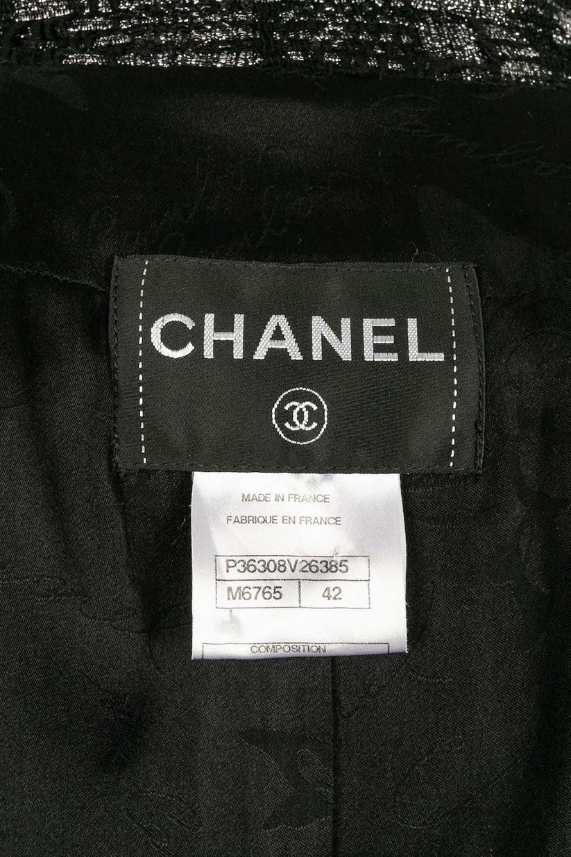 Chanel Black Jacket in Wool and Silver Lurex Thread For Sale 7