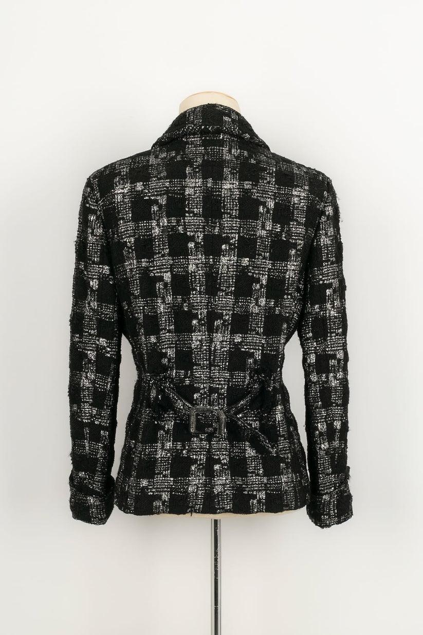 Chanel Black Jacket in Wool and Silver Lurex Thread In Excellent Condition For Sale In SAINT-OUEN-SUR-SEINE, FR
