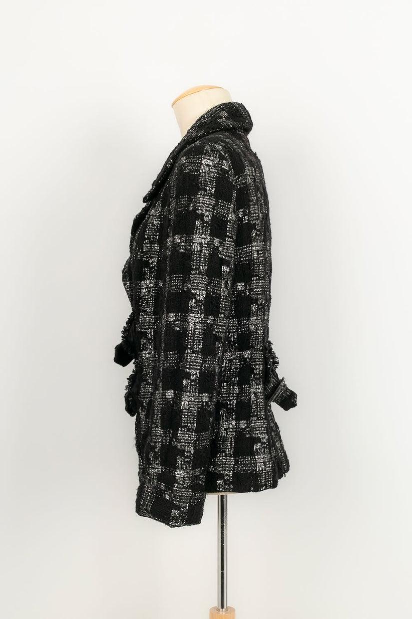 Women's Chanel Black Jacket in Wool and Silver Lurex Thread For Sale