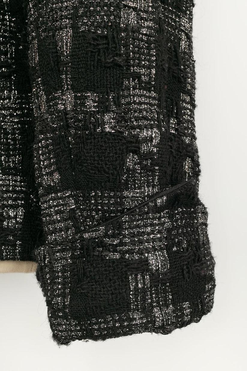 Chanel Black Jacket in Wool and Silver Lurex Thread For Sale 2