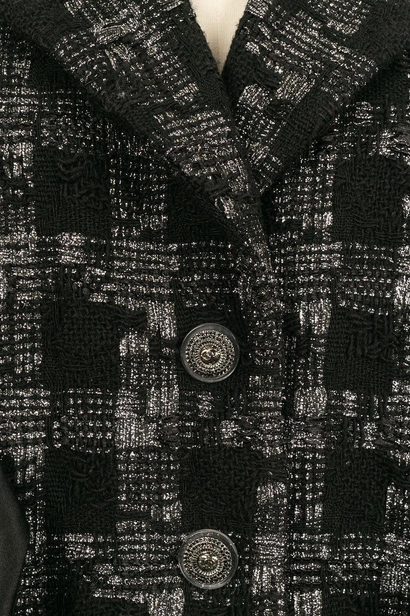 Chanel Black Jacket in Wool and Silver Lurex Thread For Sale 3