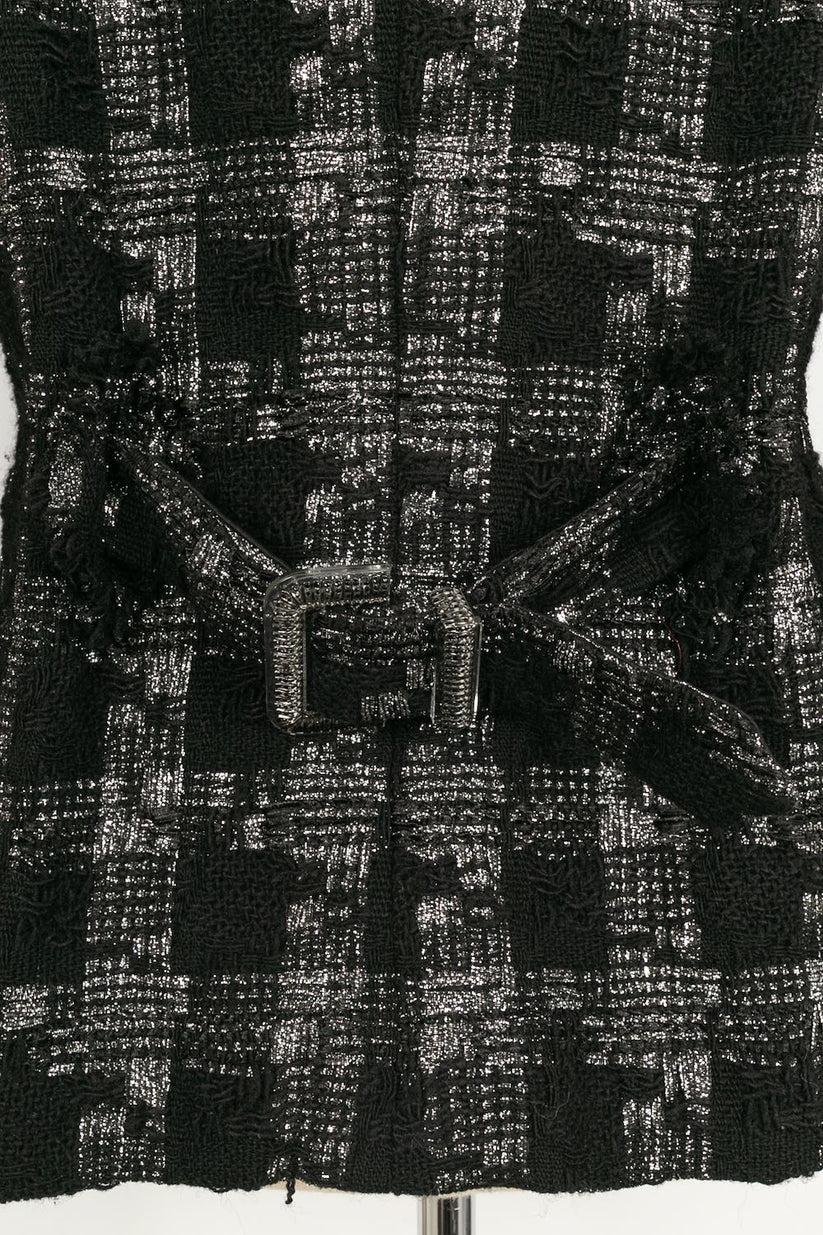Chanel Black Jacket in Wool and Silver Lurex Thread For Sale 5