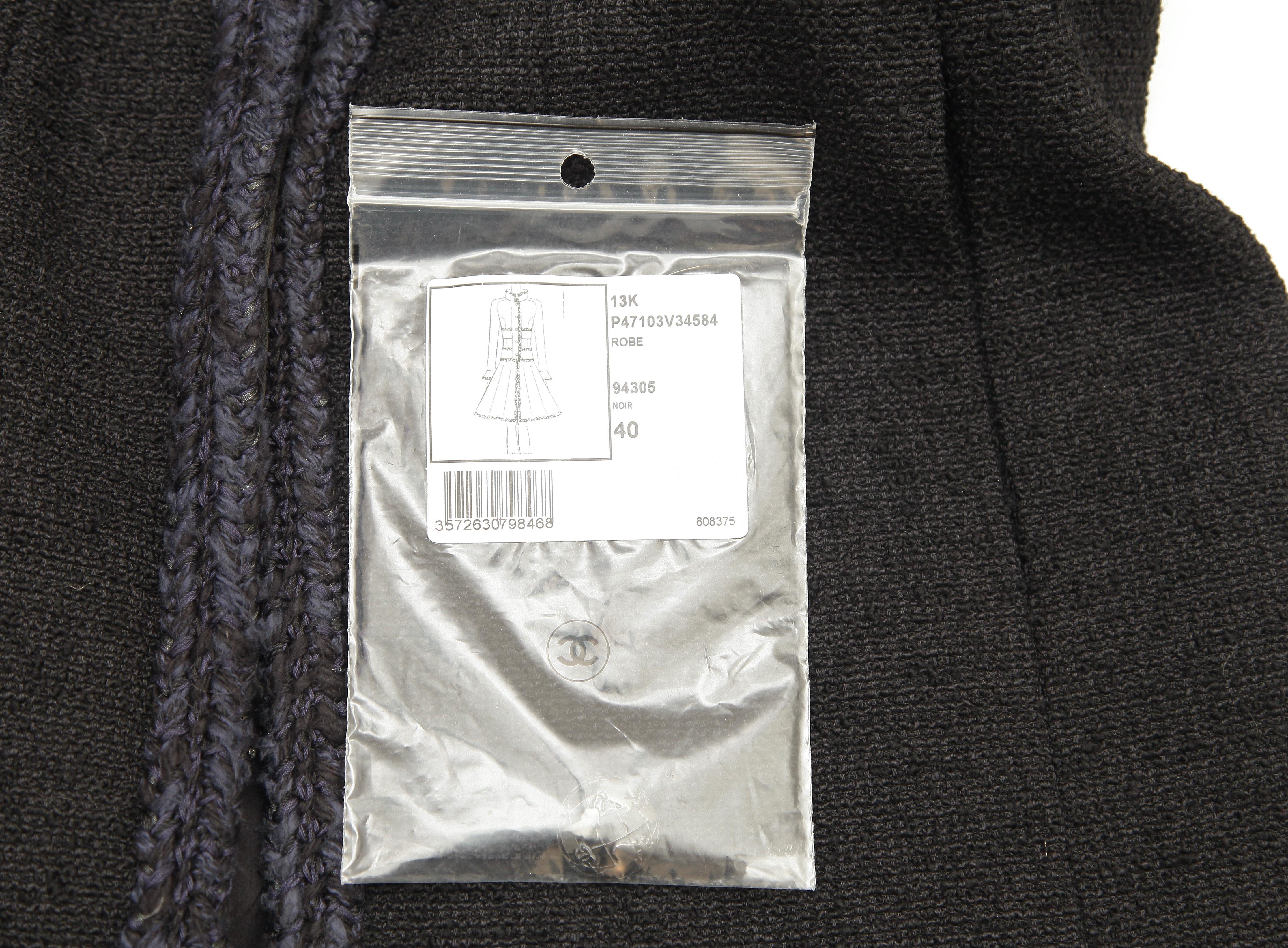 CHANEL  Black Jacket Tweed Wool Braided Gunmetal Buttons Pockets 40 2013 RUNWAY 10