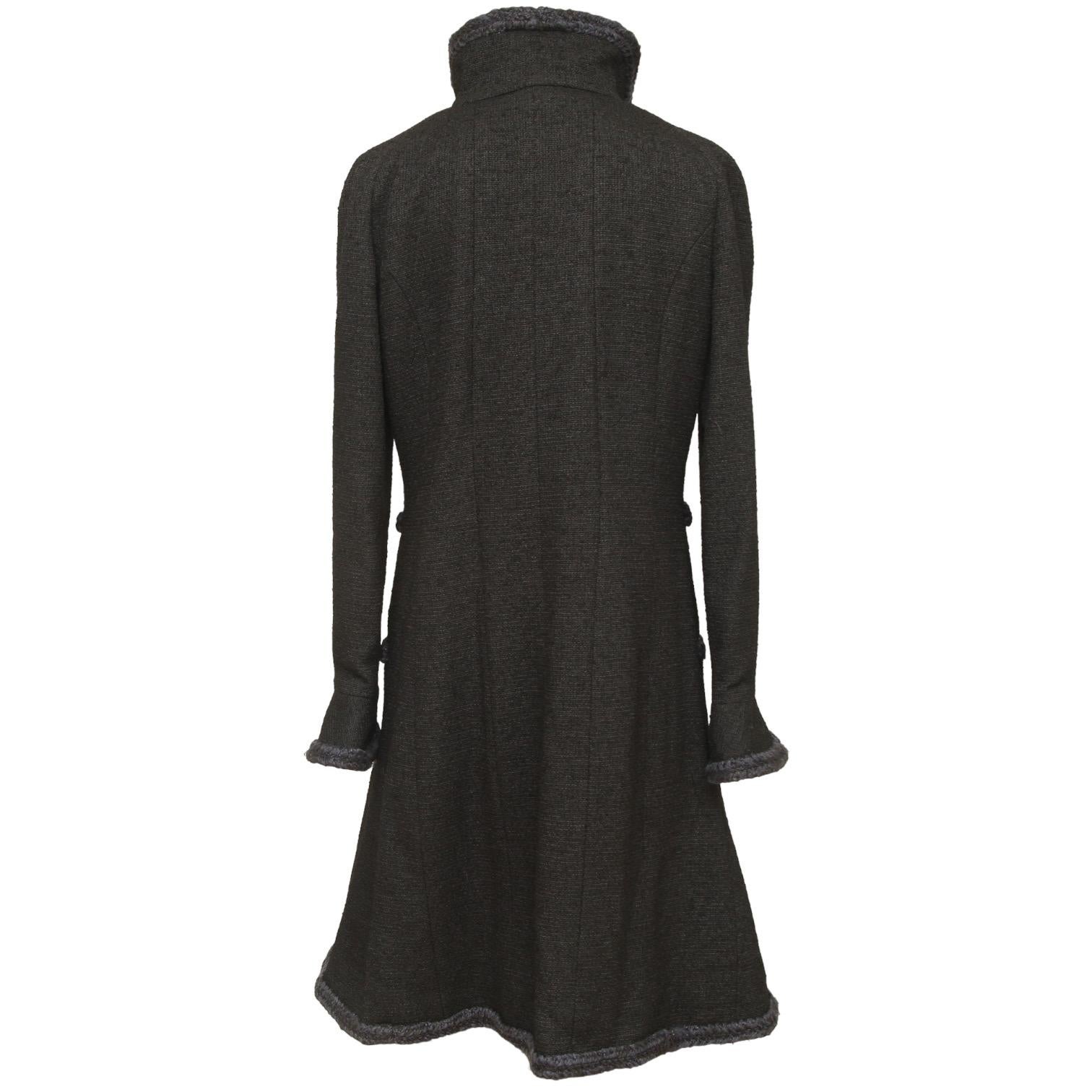 CHANEL  Black Jacket Tweed Wool Braided Gunmetal Buttons Pockets 40 2013 RUNWAY 4