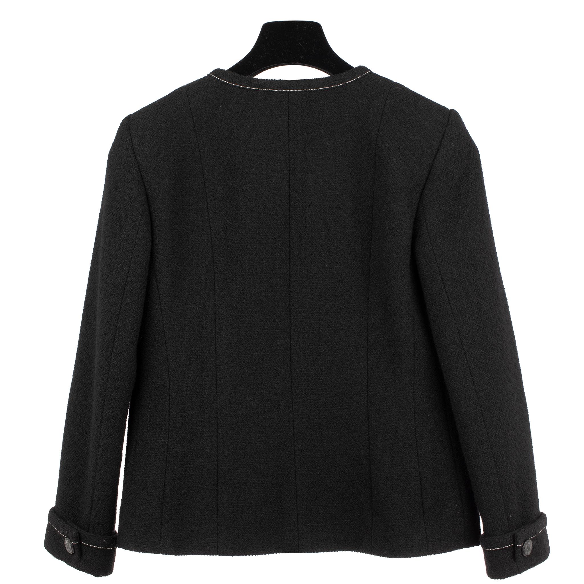 Chanel Black Jacket With Camelia Buttons 40 FR 6