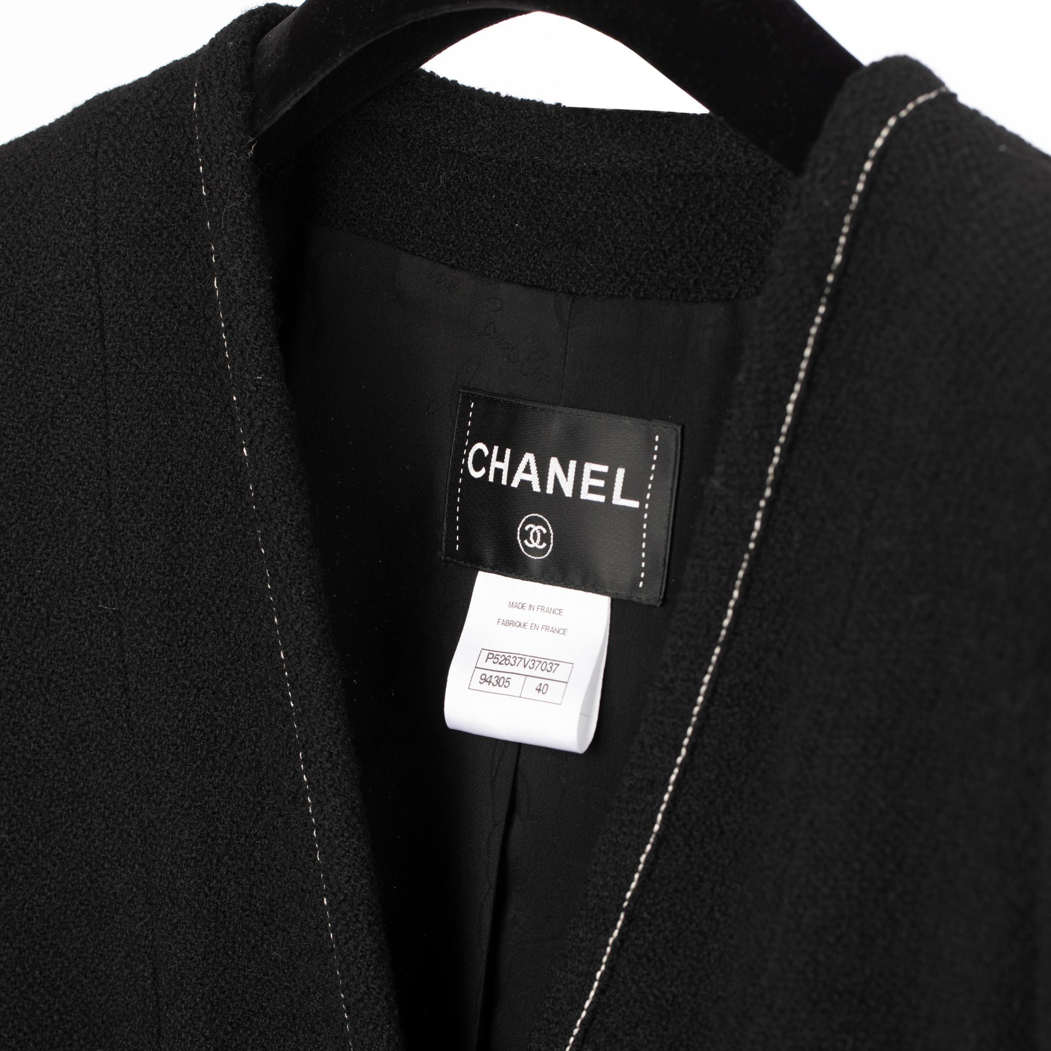Women's Chanel Black Jacket With Camelia Buttons 40 FR