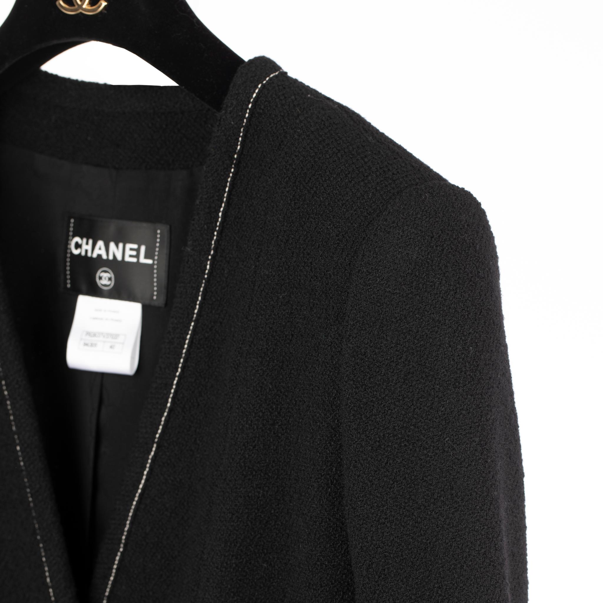 Chanel Black Jacket With Camelia Buttons 40 FR 1