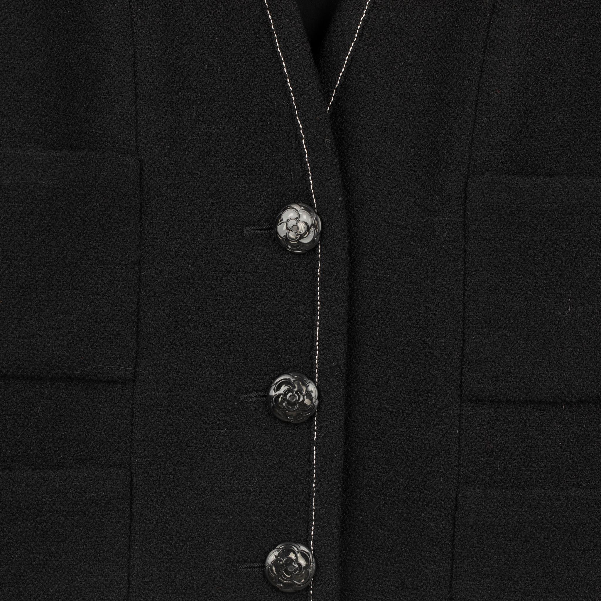 Chanel Black Jacket With Camelia Buttons 40 FR 3