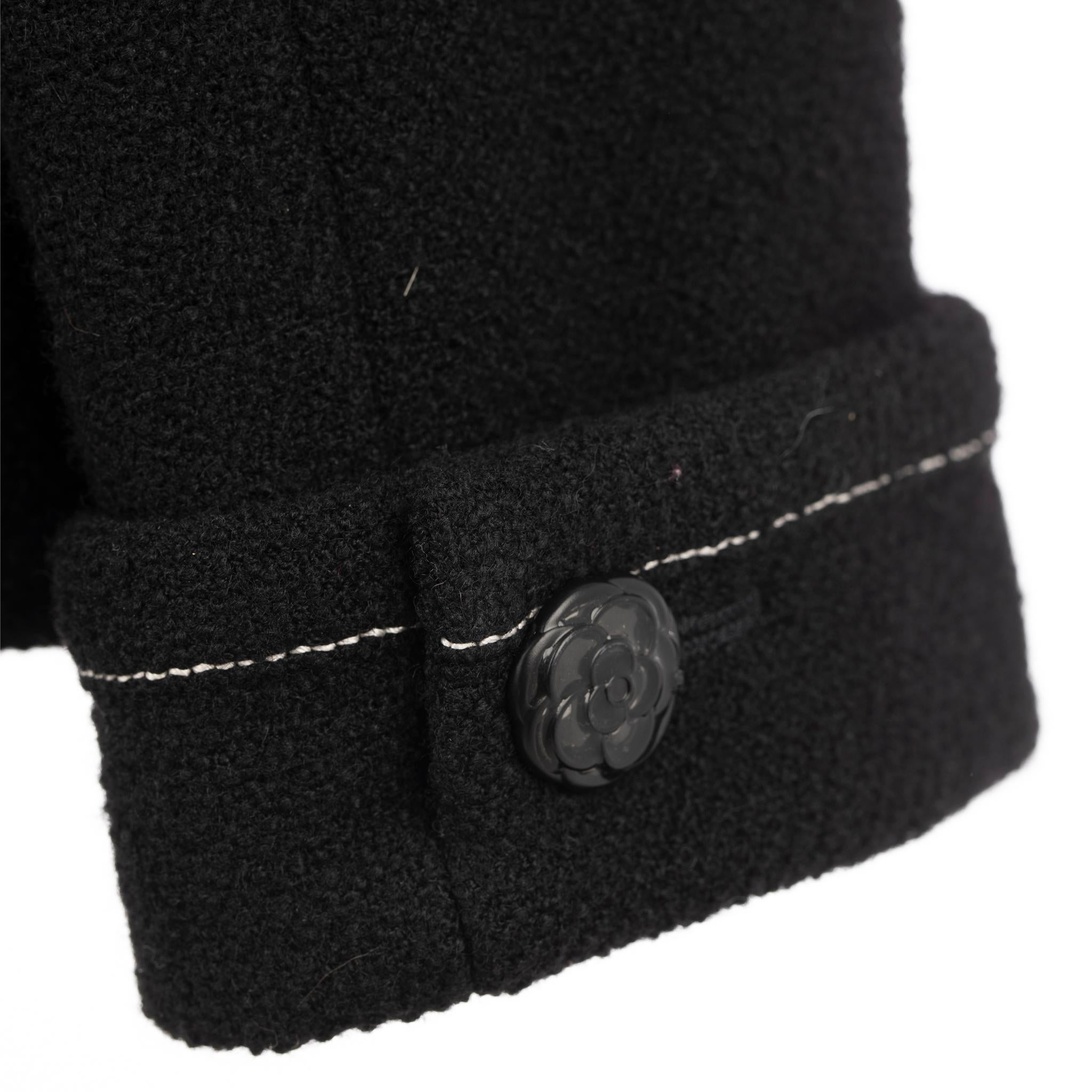 Chanel Black Jacket With Camelia Buttons 40 FR 5