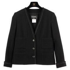 Chanel Black Jacket With Camelia Buttons 40 FR