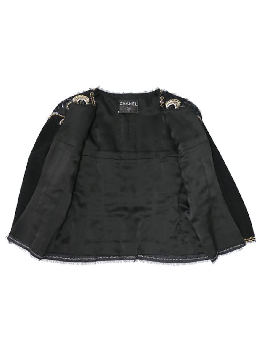 Chaqueta negra Chanel con bordado Lesage en venta 1