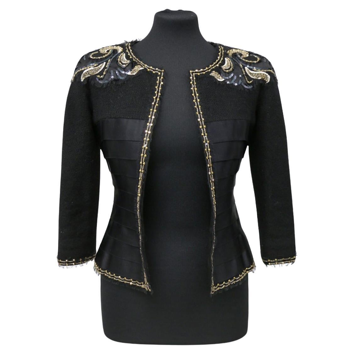 Veste noire Chanel avec broderie Lesage