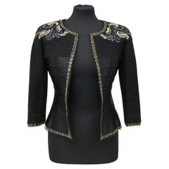 Giacca nera Chanel con ricamo Lesage
