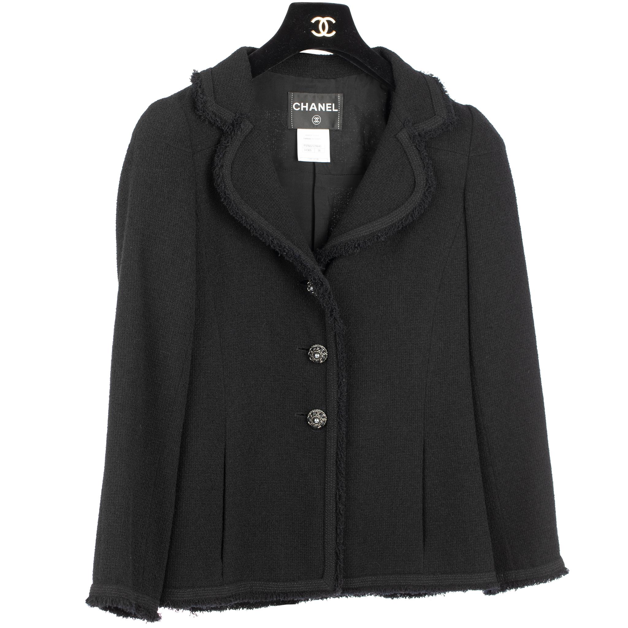 Chanel Black Jacket With Ruthenium Buttons 36 FR In Excellent Condition In DOUBLE BAY, NSW