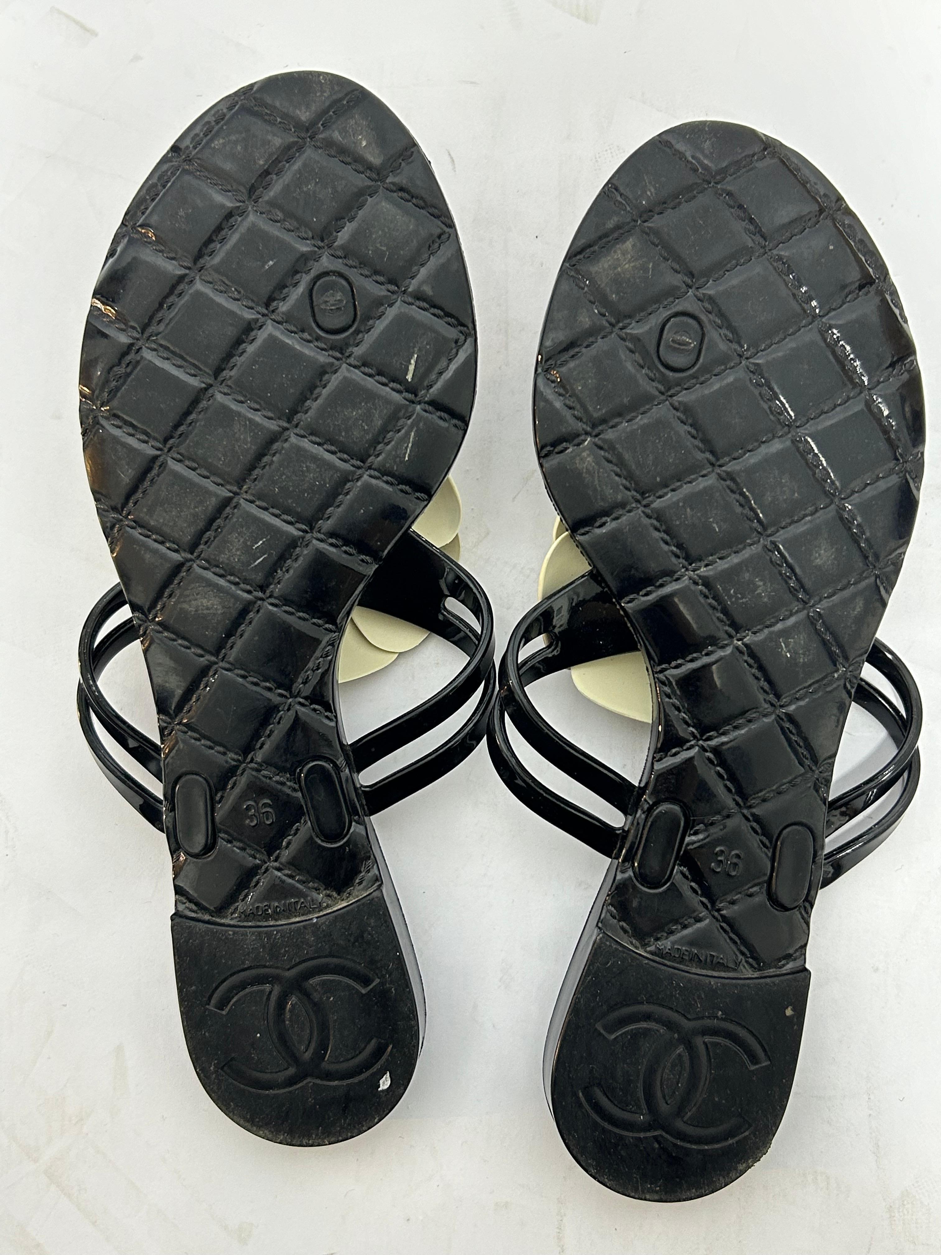 Chanel Negro Camelia Jelly Slip On Slides EU 36 6