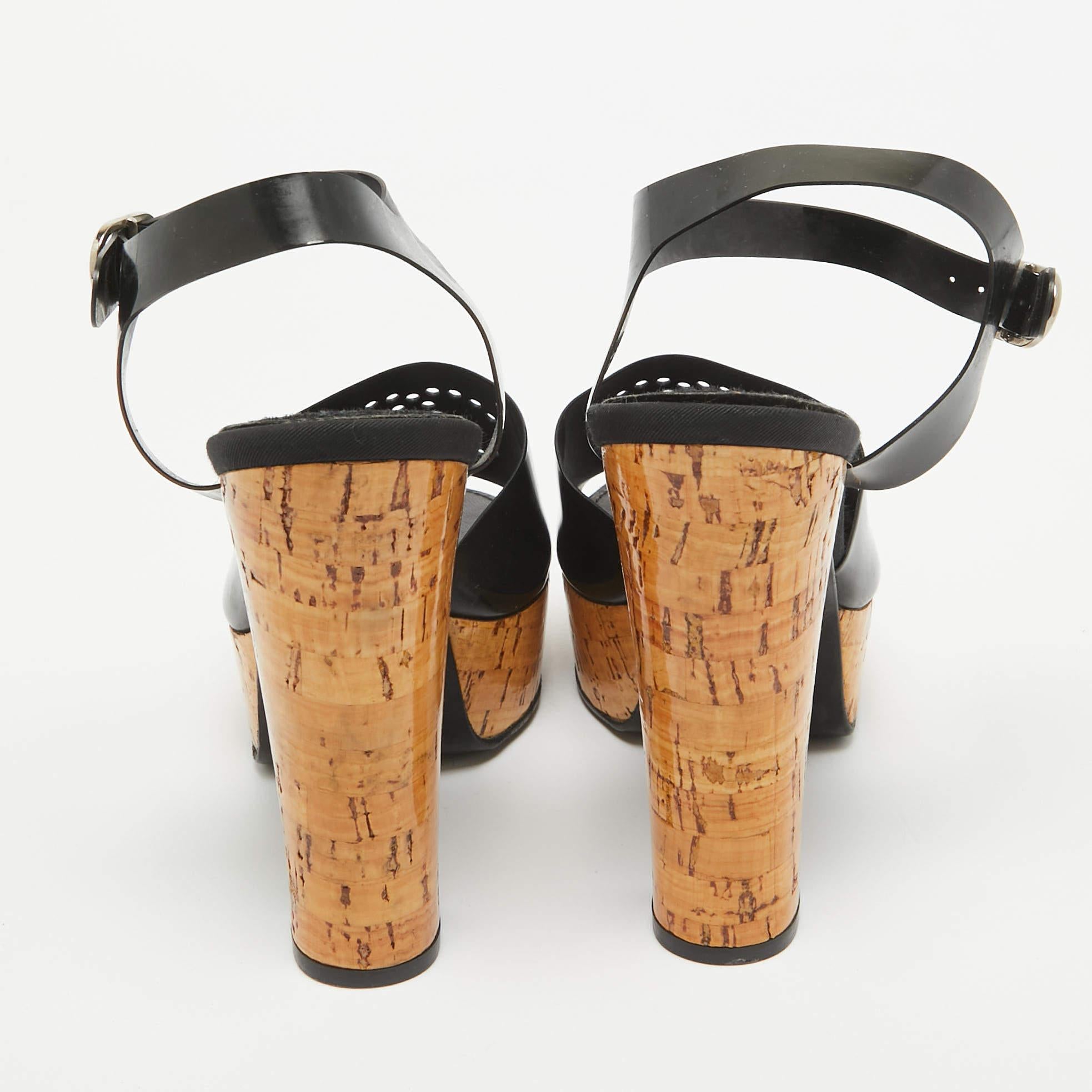  Chanel - Sandales à plateforme en liège et gelée - Taille 37,5 Pour femmes 