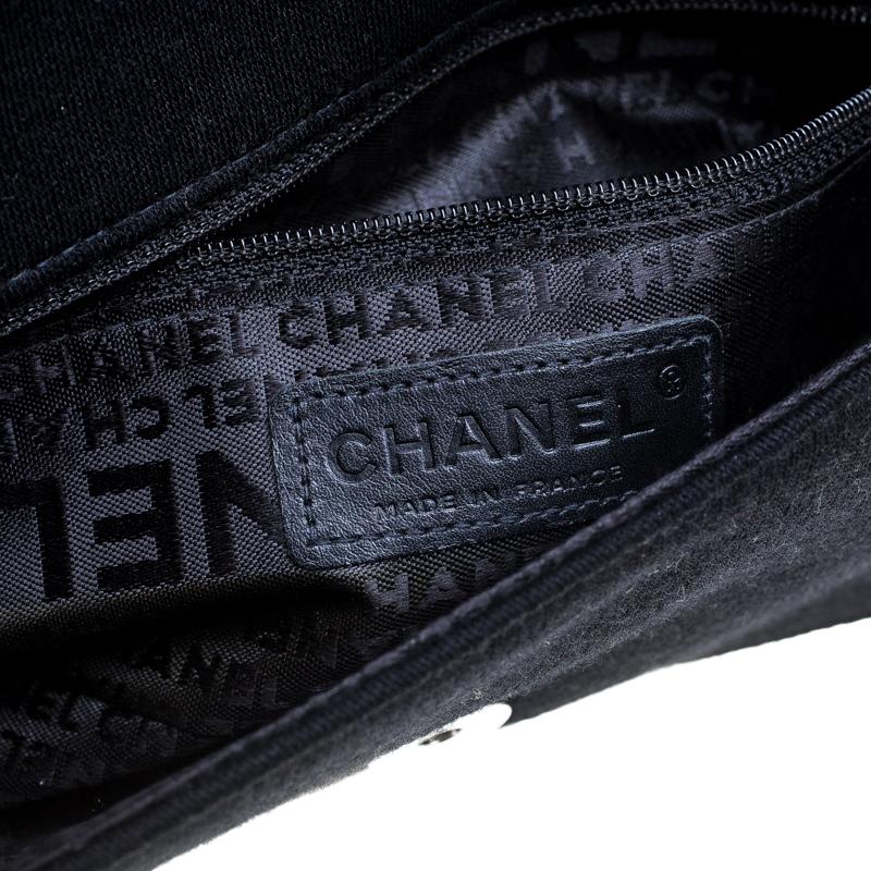 Chanel Black Jersey CC Pyramid Stud Flap Shoulder Bag 3