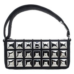 Chanel Black Jersey CC Pyramid Stud Flap Shoulder Bag