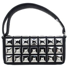 Chanel Black Jersey CC Pyramid Stud Flap Shoulder Bag